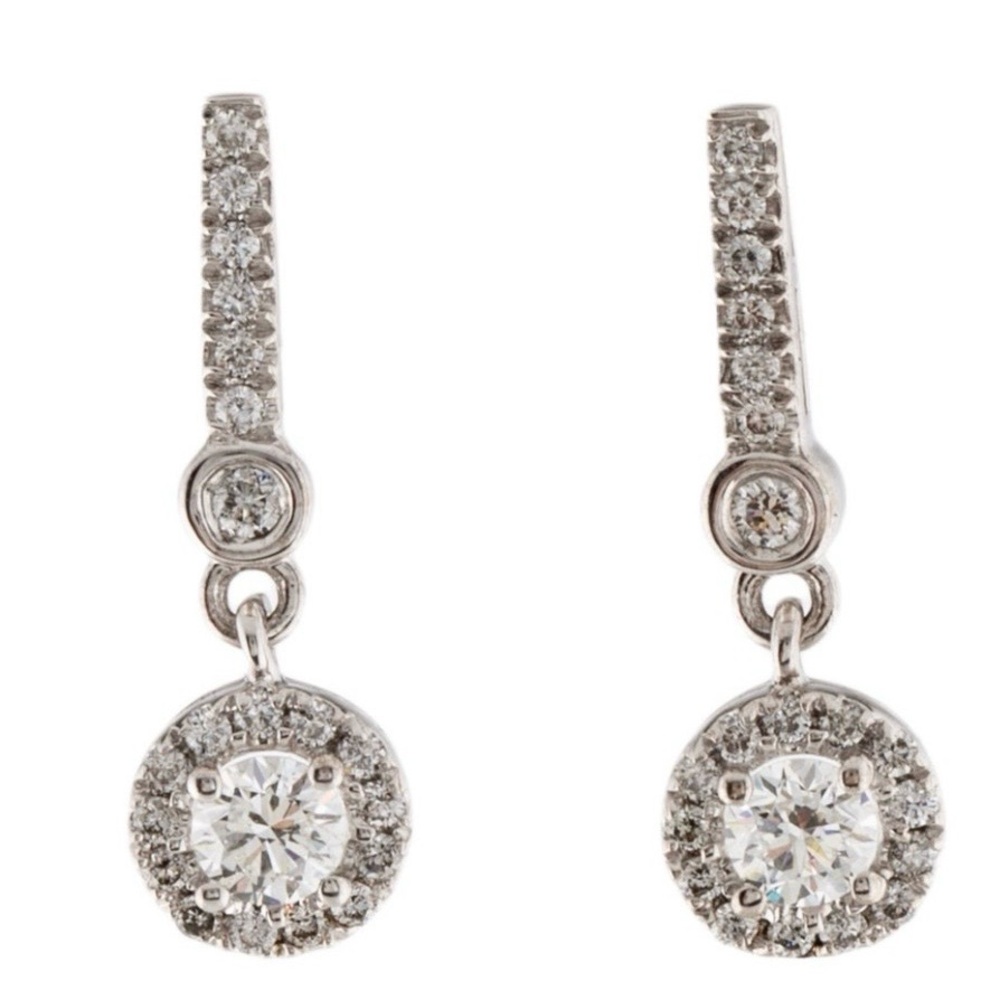 💎Elegant Diamond & 14K White Gold Drop Earrings